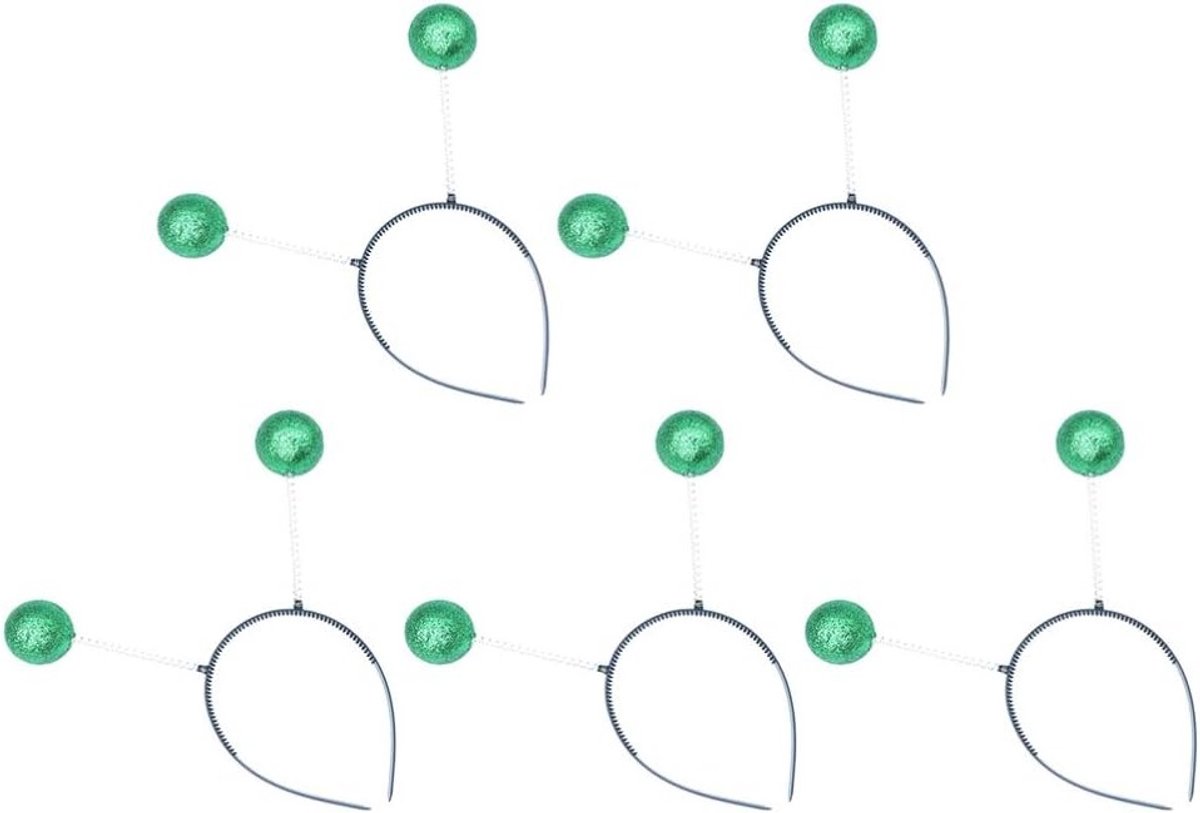 5 Stuks Alien Hoofdband met Antennes voor Feestjes en Kostuums - Groene Boppers voor Themafeest Decoratie
