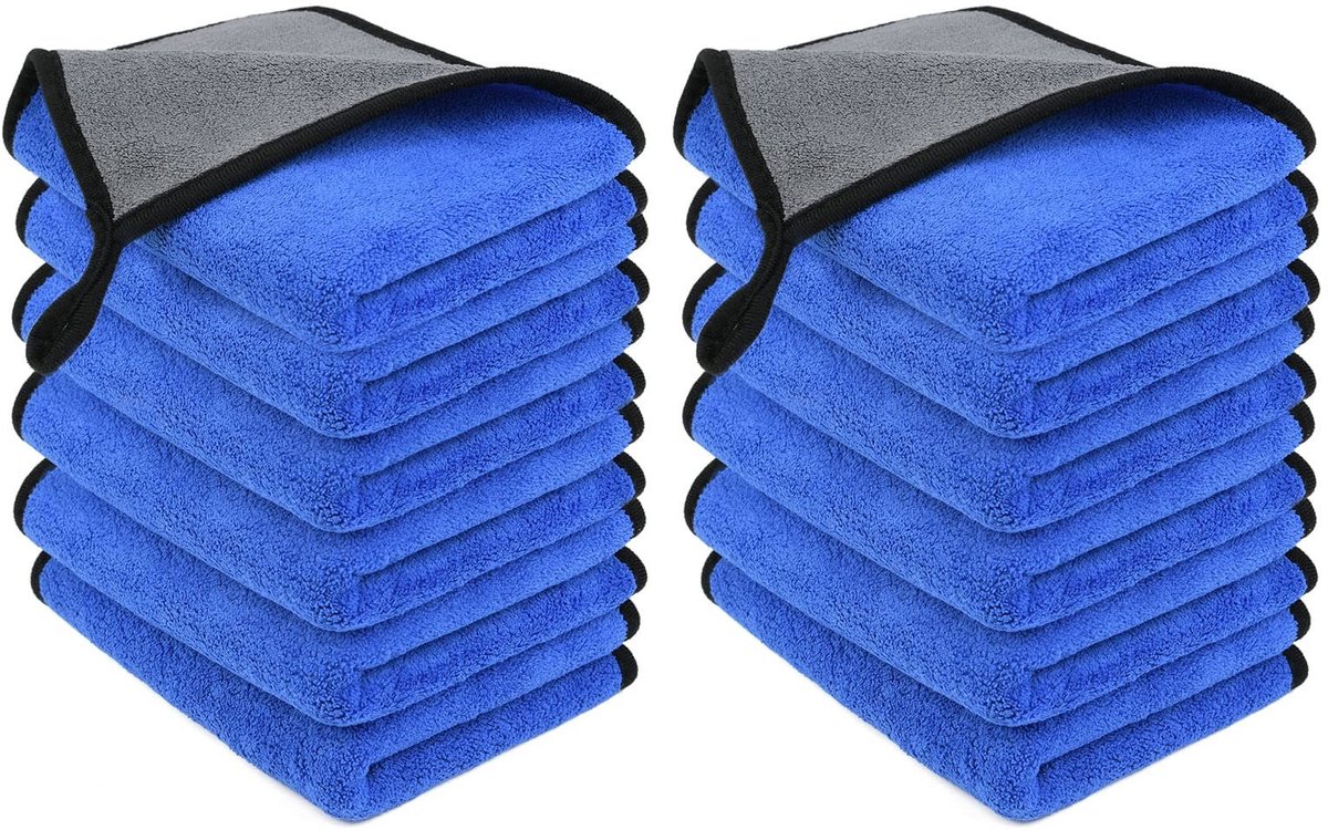 Dailygoody - Microvezeldoeken - Multifunctionele poetsdoeken - Super absorberend - 12 stuks - Pluisvrij - Geschikt voor huishouden en auto - 30x40 cm