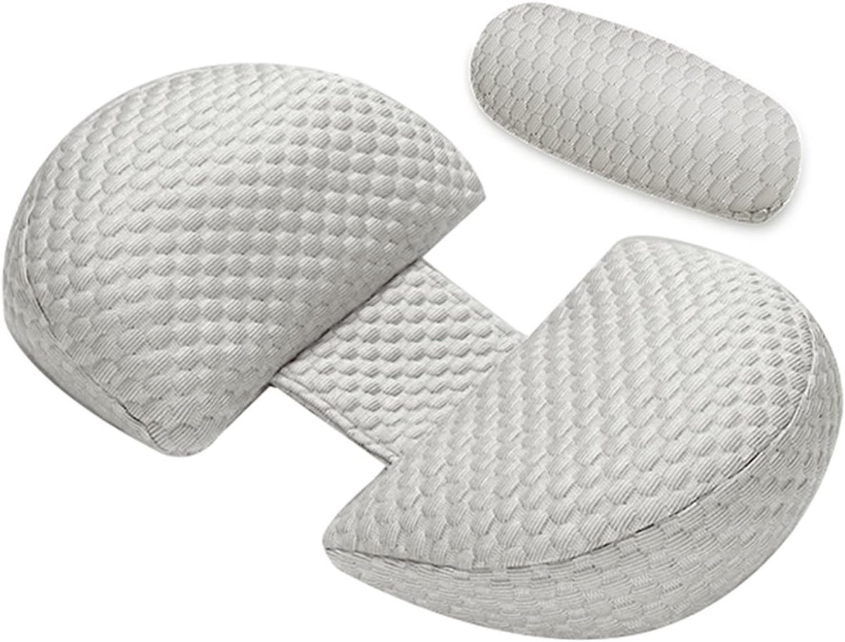 Zwangere Vrouwen Lichaamskussen voor Comfortabel Slapen met Verwijderbare Wasbare Hoes, Ondersteuning voor Rug, Heupen en Benen (Grijs)