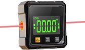 KZQ Magnetische Digitale Hoekmeter Met Dubbele Laser En Led Display - 4 Zijdige Sterke Magneetvoet Usb Herlaadbaar Waterpas Met ±0 2° Precisie - Voor Houtbewerking En Verstekzaag