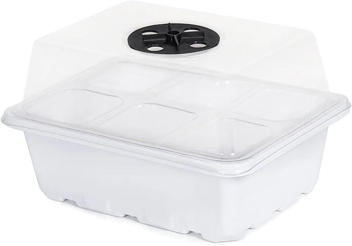 Zaad Trays - Kiembakjes Plantenbakjes - Planten Kiemen - Met Vochtigheidskap - 6/12 Gaten - Transparant