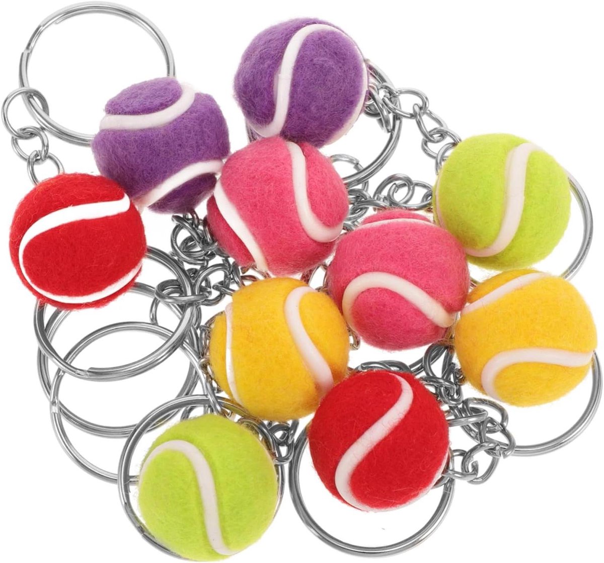 Mini Tennisbal Sleutelhangers - Sportief Accessoire - Sleutels Organiseren - Duurzaam Lint Zinklegering - 7.7 cm - Diverse Kleuren