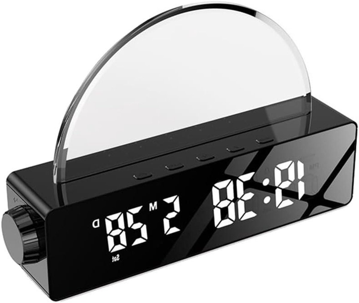 Wekker met Lamp - Wake-up Light Nachttlampje - Rustig Wakker Worden - Zonsopgang Simulatie - 19 x 13 cm - Zwart