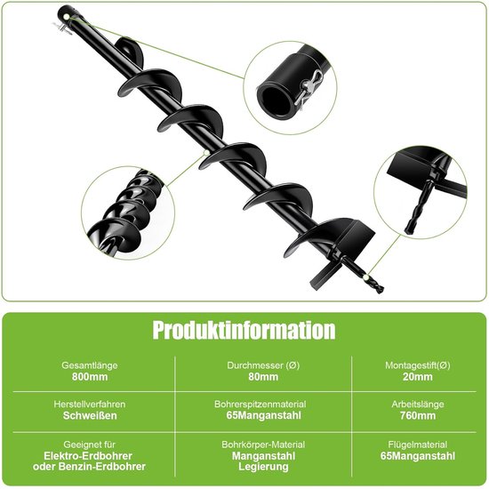 Handboor - Grondboor - Gaten Boren - Eenvoudig in Gebruik - 80mm - Metaal — afbeelding 3