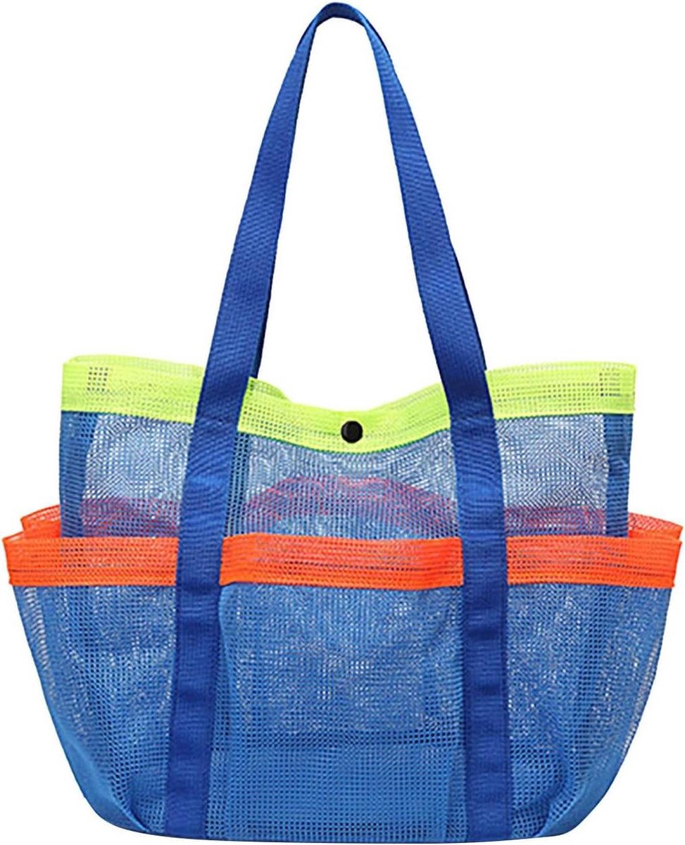 Mesh Strandtas - Zwemtas Opbergnet - Strandbezoek Organiseren - Zanddoorlatend Bodemontwerp - One Size - Blauw