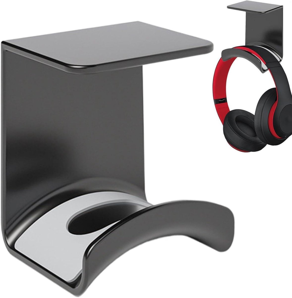 Koptelefoon Wandmontage - Headset Organizer - Geordende Opslagoplossing - Schadevrije Plakband - 76 x 65 x 55 cm - Zwart