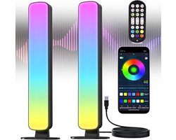 RGB LED Lightbar Set – 2 Stuks TV Achtergrondverlichting met App en Afstandsbediening, Muziek Synchronisatie, Dimbaar voor Gaming PC, Monitor en Sfeervolle Kamerversiering – Multicolor Ambient Verlichting
