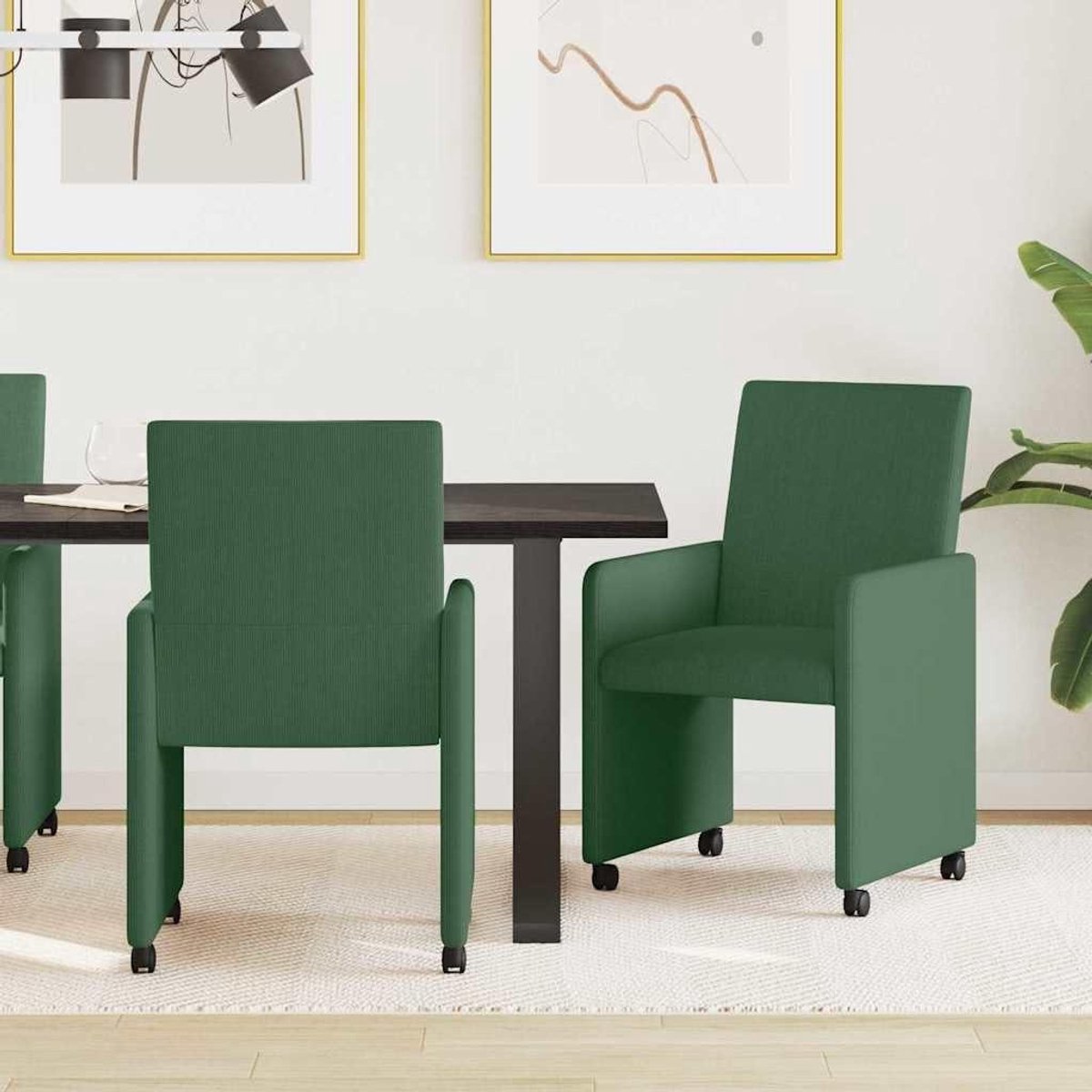 Eetkamerstoelen Set - Stoelen met wieltjes - Comfortabel Zitten - Ergonomisch ontwerp - 57