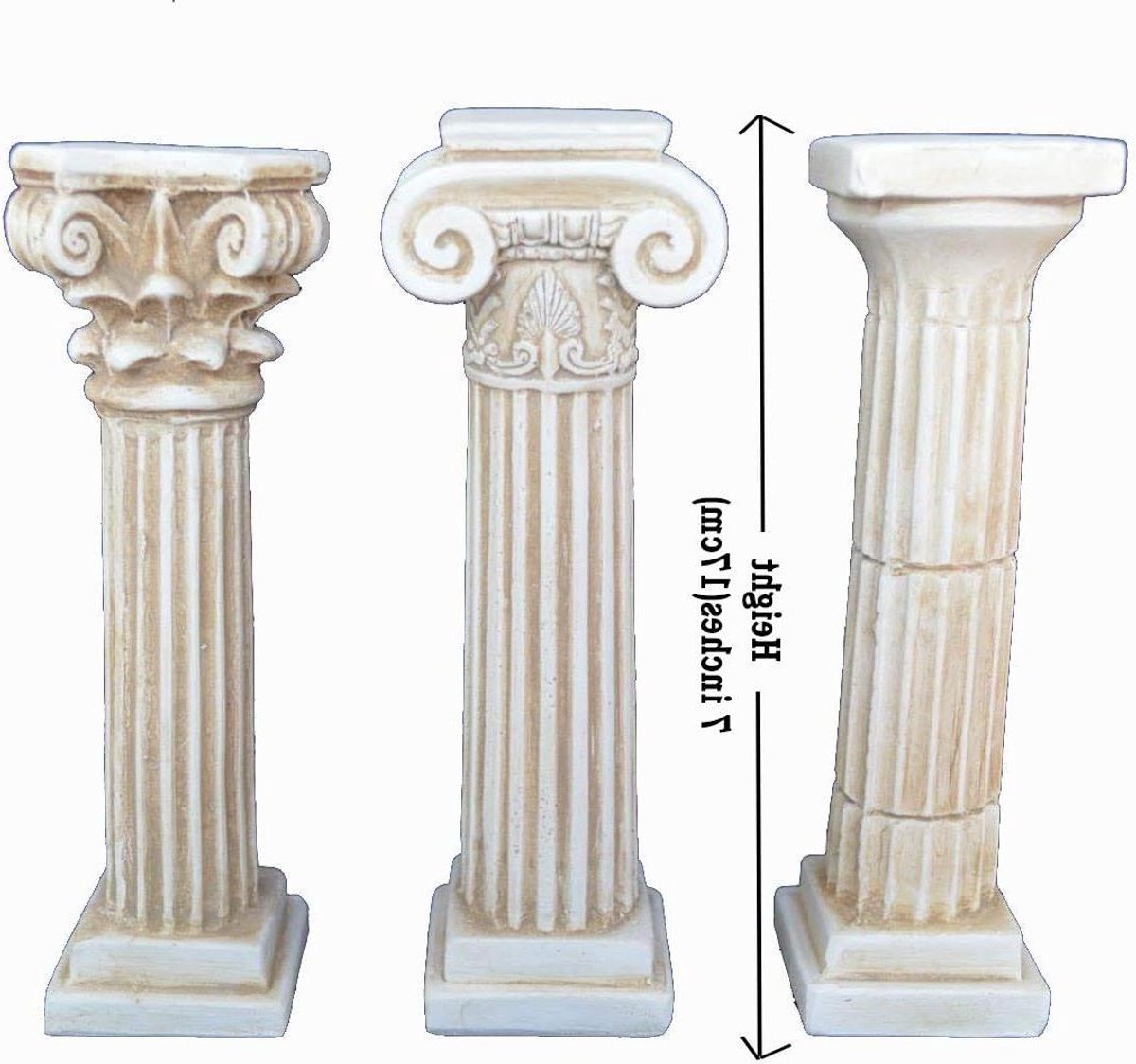 Griekse Kolommen Set - Architectuur Artefact - Decoratief Huis - Handgemaakt in Griekenland - 17cm Hoog - Wit