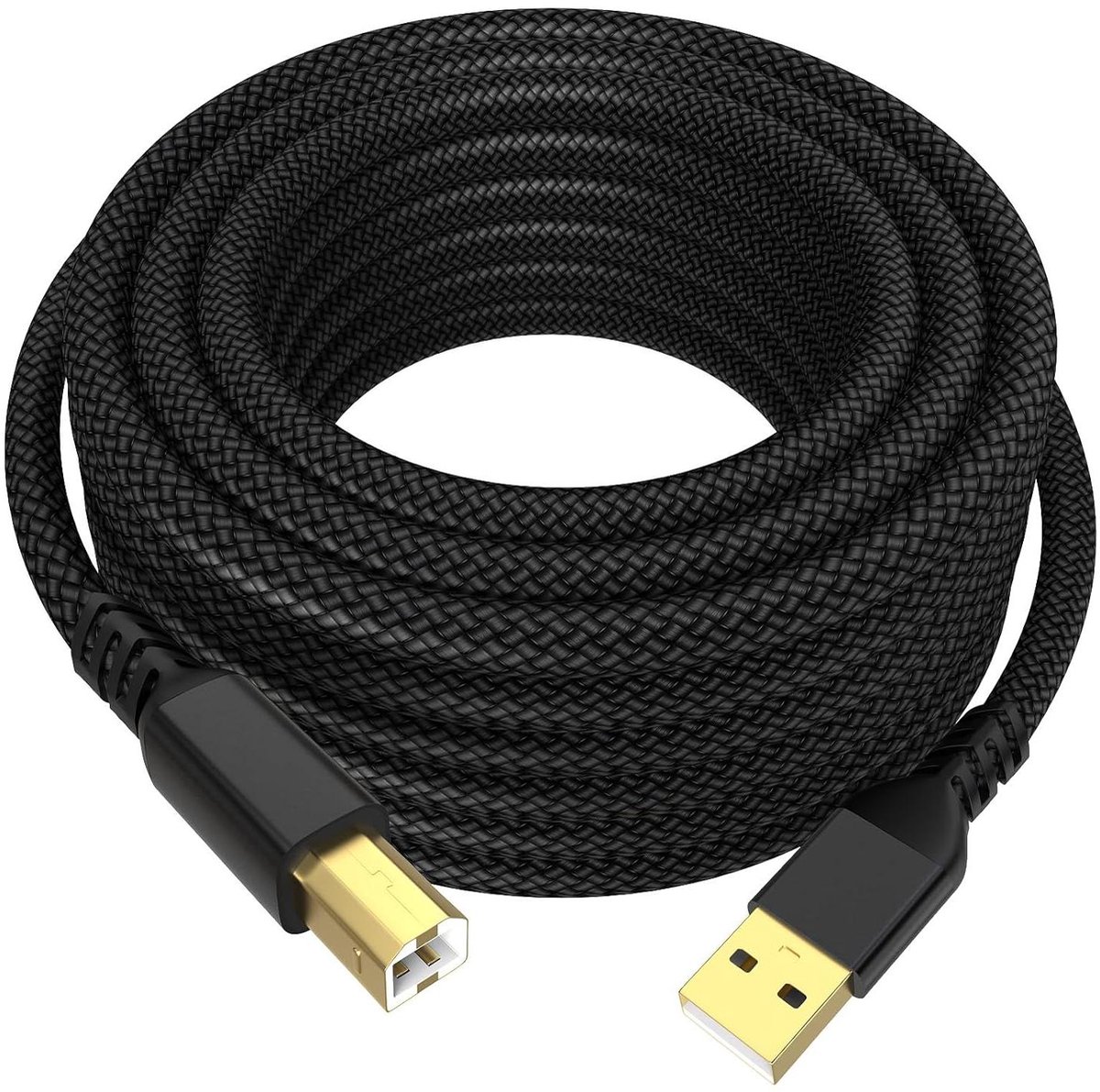 Printer Kabel - USB B Kabel - Apparaten Verbinden - Gevlochten Bescherming - 5 Meter - Zwart