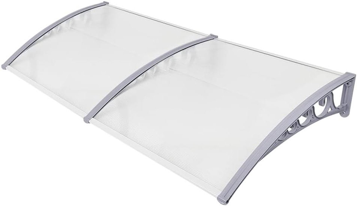 Voordeur Luifel - Regenbescherming Entree - Bescherming Buiten - Slagvast Polycarbonaat - 100x300cm - Grijs Wit