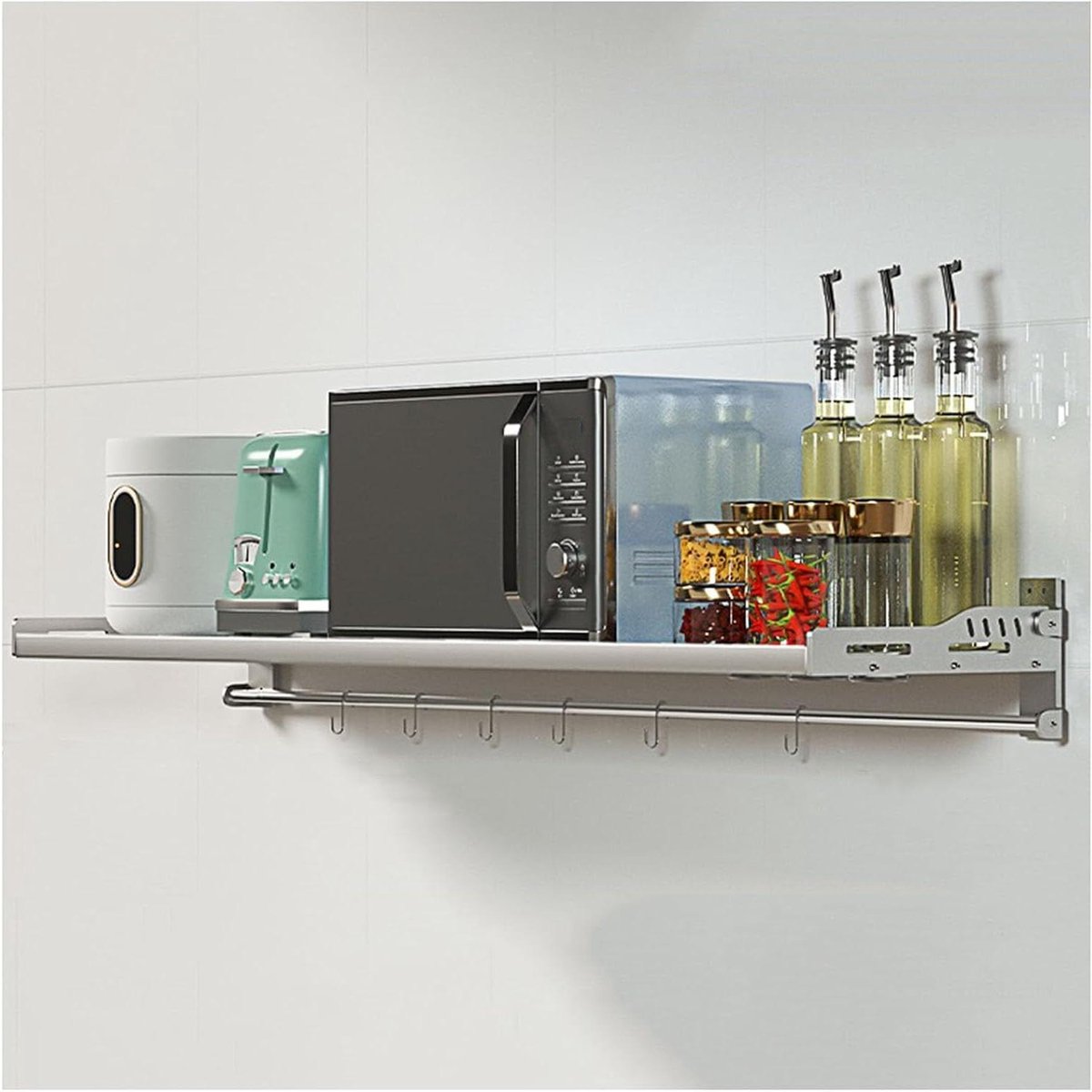 Magnetron Rek - Wandplank Oven - Keuken Organiseren - Opvouwbaar Ontwerp - 60x45cm - Zilver