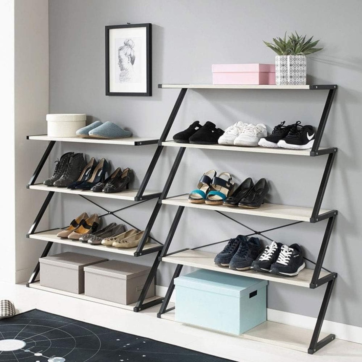 Schoenenrek 5 Lagen Metaal 75 x 30 x 90 cm – Stofdichte Schoenenkast Opbergrek voor Hal, Slaapkamer, Entree, Kast & Studentenkamer – Zwart – Multifunctioneel Schoenen Organizer – Mobili Bella