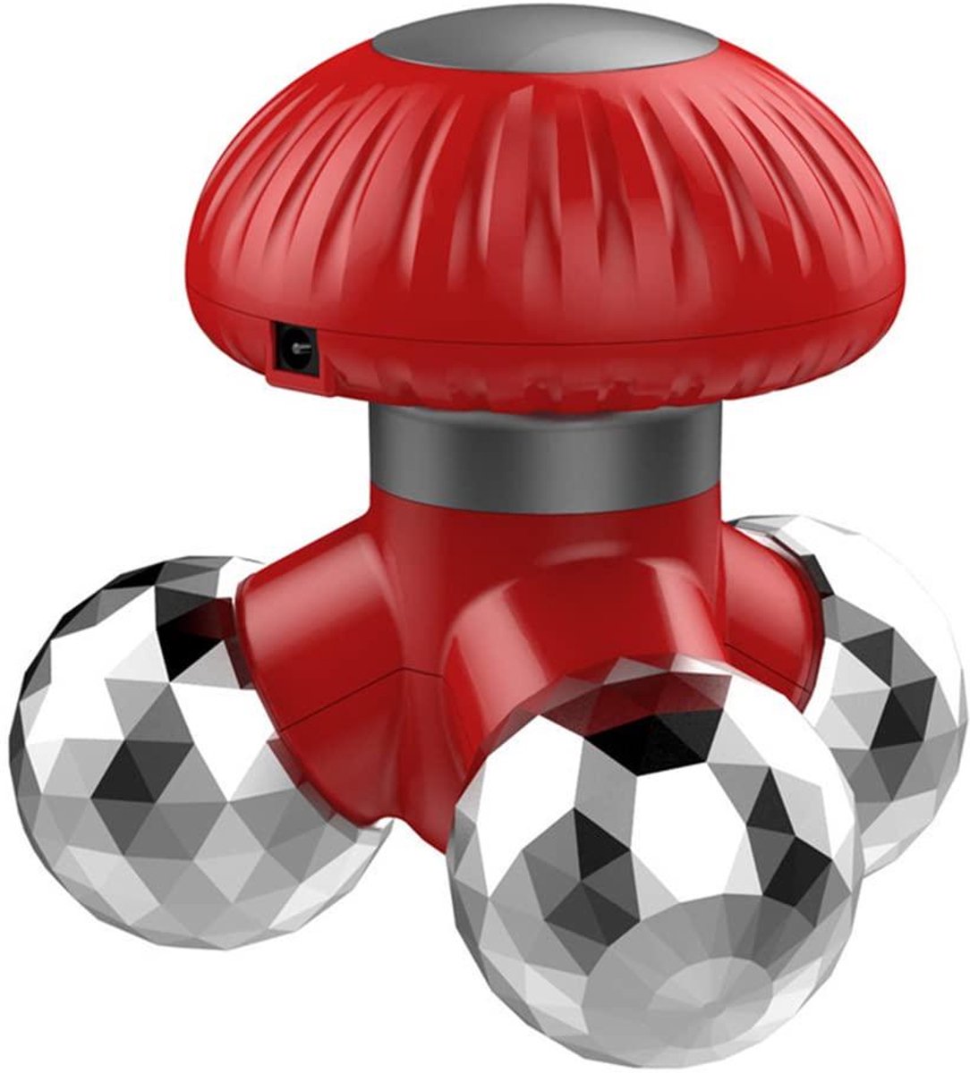 carmdering - Handmassageapparaat - Elektrische Massager - Trilmassageapparaat - Rood, paddestoelvormig, 10,2×10,6 cm - Voor schouders, rug, handen en voeten - Werkt op AAA batterij of USB - Lichtgewicht, ergonomisch, stil