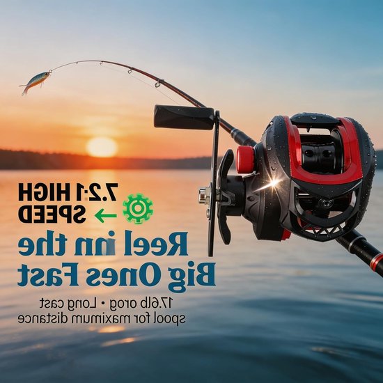 Lichte en duurzame baitcasting reel voor lange worpen, ideaal voor zout- en zoetwatervissen met anti-explosielijnfunctie (linkshandig) — afbeelding 2