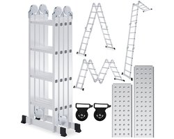 4x4 LadderVouwladder -470cm-Aluminium Multifunctionele-150kg Draagvermogen - Inklapbare Aluminium