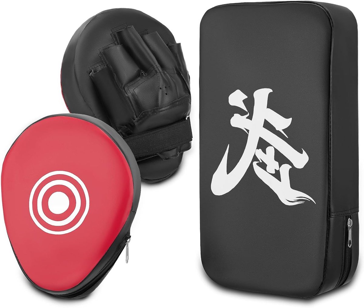 3-delige boksset van kunstleer – dubbele stempelset en voetkussen voor MMA, Muay Thai en kickboksen – perfect voor training, slagtechnieken en traptechnieken