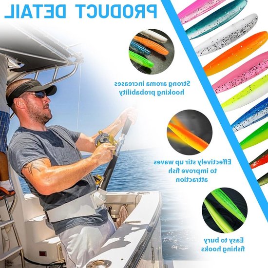 Kleurige siliconen visaas van 7 cm, 100 stuks, ideaal voor zoetwatervissen en zoutwatervissen — afbeelding 2