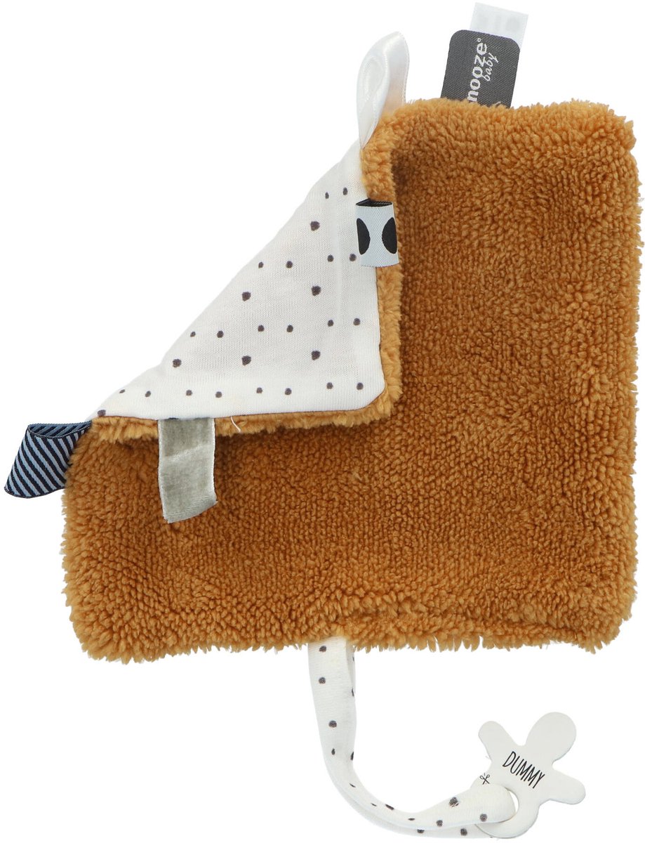 Baby Speendoekje 15 x 15cm - Knuffeldoekje 100% biologisch katoen - Comfortdoekje Bumblebee - Wit/Oranje - Snoozebaby
