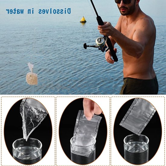 200 Stuks Wateroplosbare PVA Zakjes voor Pellets, Aas en Wormen - 7 x 14 cm, Duidelijk en Praktisch — afbeelding 2