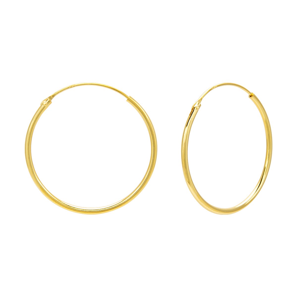 WeLoveSilver - zilveren oorringen - goldplated 24 mm - hypoallergeen