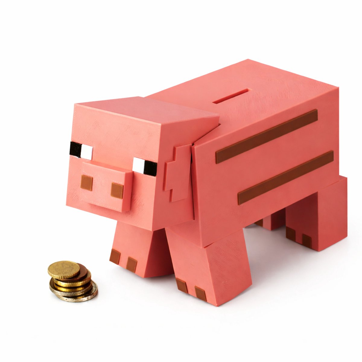 Minecraft Spaarpot Kinderen - Piggy Bank Blokken Design - Unieke Cadeau Idee Jongens Meisjes - Speelgoed Spaarpot Met Afneembare Kop - Decoratie Kinderkamer - 20 X 8 X 10 Cm - Roze