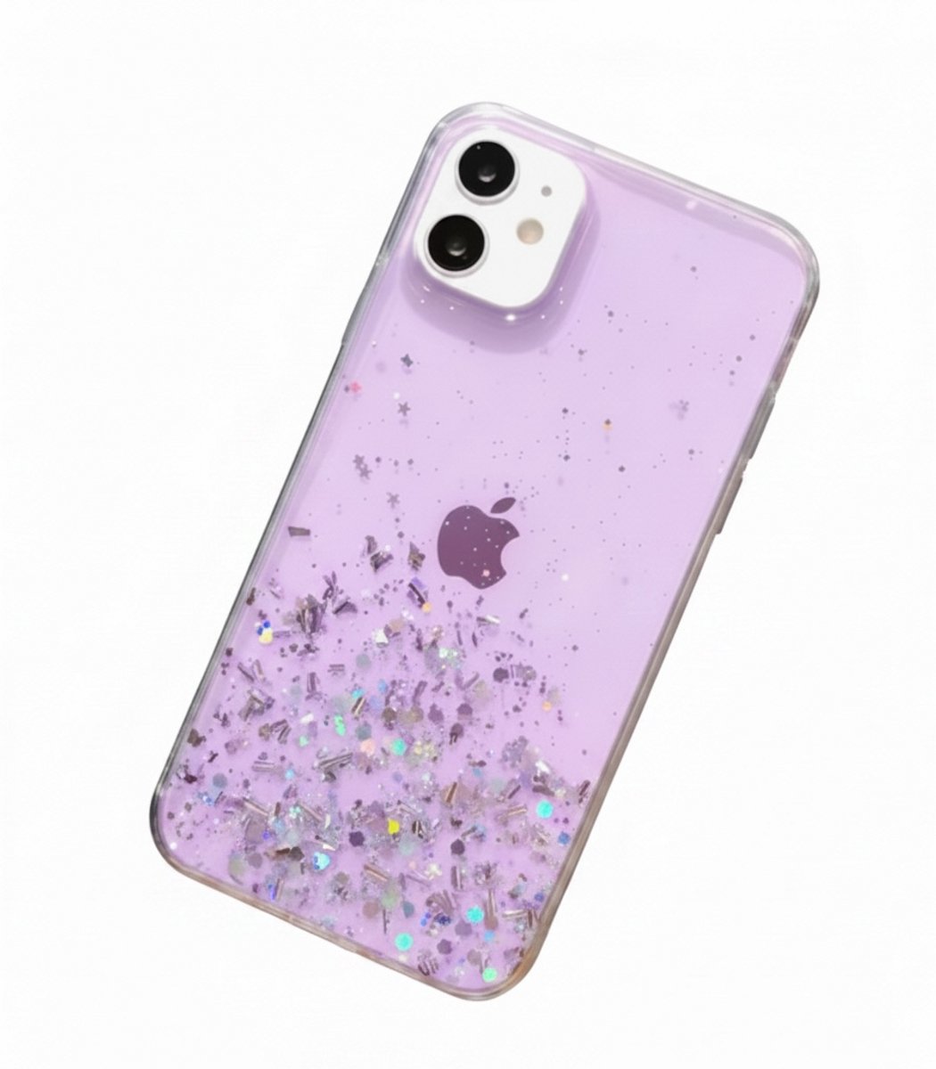 Vrolijk iphone 15 telefoonhoesje met glitters!