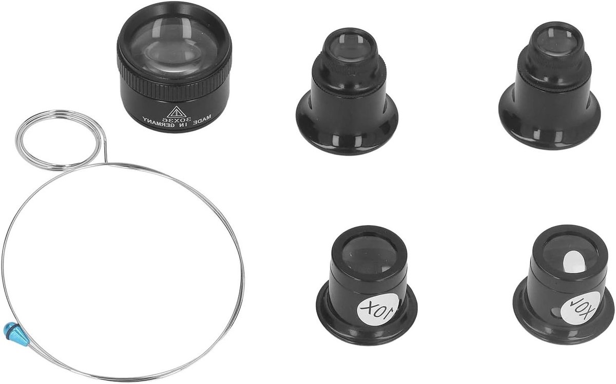 Draagbare Monoculaire Vergrootglas Set met 10X, 20X en 30X Vergroting voor Juweliers en Technisch Onderzoek, Ideaal voor Horloge- en Textielreparatie