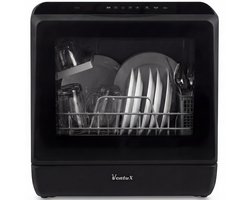 Ventux® Mini Vaatwasser Incl. App – Afwasmachine – 5 Programma’s – 900 Watt – 42,5 x 42,8 x 45,8 cm - Zwart