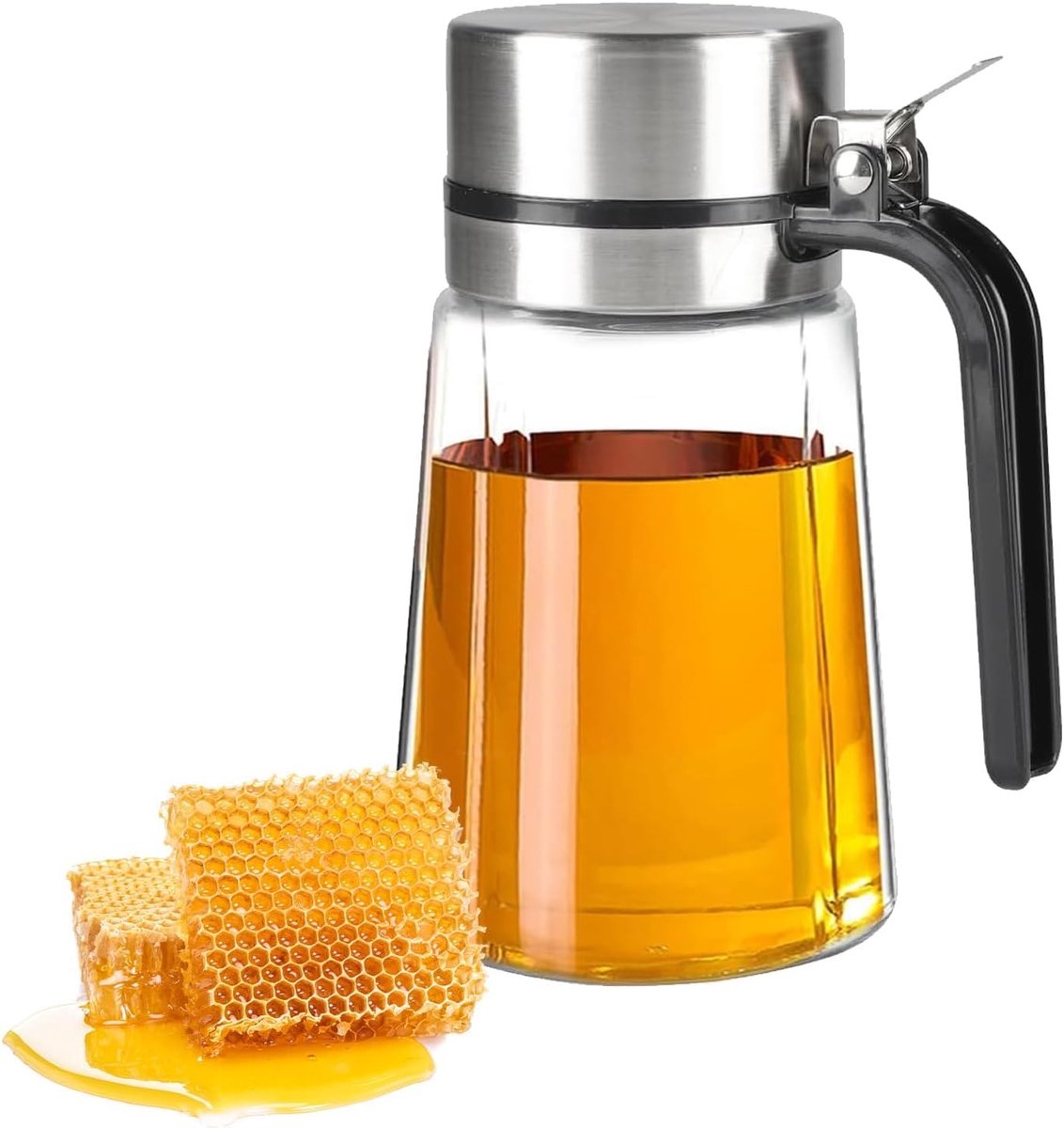 Glazen Sirup Dispenser 400ml met Antilek RVS Tuit en Deksel