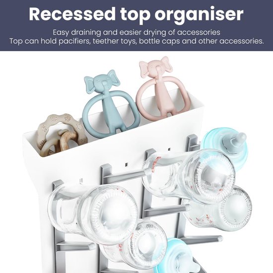 Flessenafdruiprek Baby - Grote Capaciteit 12 Flessen - BPA-vrij Kunststof - Compact & Opvouwbaar Design - Voor Babyflessen & Kolfaccessoires - Droogrek Flessenrek Afdruiprek Baby — afbeelding 3