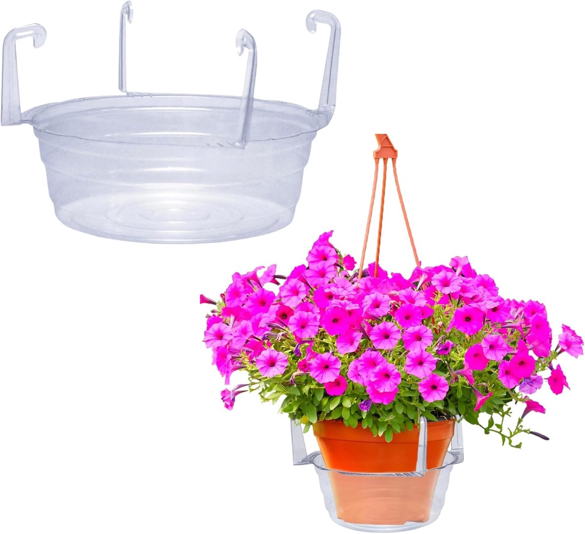 2 stuks Hanging Plant Water Catcher-Clear Plastics Plant Water Catcher Lady-Hanging Plant Schottels Drip Pans voor Indoor Outdoor Hanging Basket Flower Pot