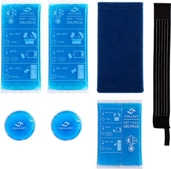 Chillaxy Coldpack – Icepack – Set van 5 Gelpacks met Hoes & Elastische Band – Coolpack, IJspack, Gelpack – Koud Compress Herbruikbaar