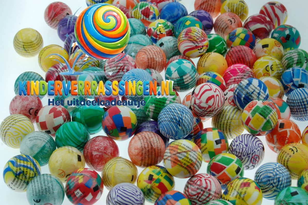 100 stuks per zak - stuiterballen 32 mm - stuiterbal - uitdeelcadeautje - traktatie - veel verschillende - Party bag fillers - speelgoed kinderen - carnaval