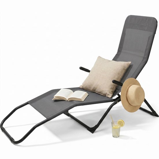 Vilde - Ligstoel, zonnebed, inklapbaar - ligstoelen - inklapbare tuinligstoel, tuinligstoel, ligstoel, balkon, balkonligstoel, strandstoel, draagbaar, blauw