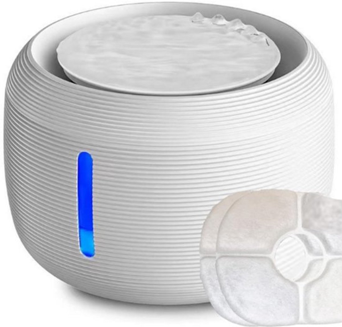 Viervoeter Drinkfontein 2.5L - Ronde waterfontein voor katten en honden - Dieren drinkbak - Incl 2 filters - Wit