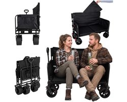 MOZY® - 2 in 1 Bolderkar en Bankje - Zwart - 93 x 74 x 48 cm - tot 150 kg - Verstelbare Hendel - Opvouwbaar - Bolderwagen - Bank - Trolley