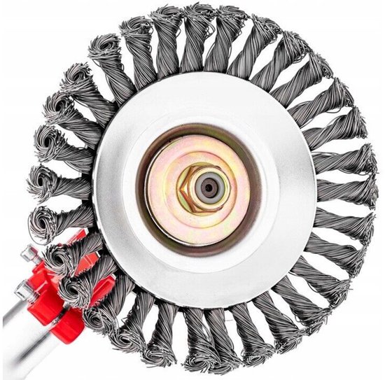 MOZY® - Onkruidborstel met Beschermkap - 200 mm - Universeel - Stalen Onkruidborstel - voor Bosmaaier - Kantenmaaier - Voegenborstel - Onkruidverwijderaar - Draadborstel van Merkloos	 — afbeelding 5