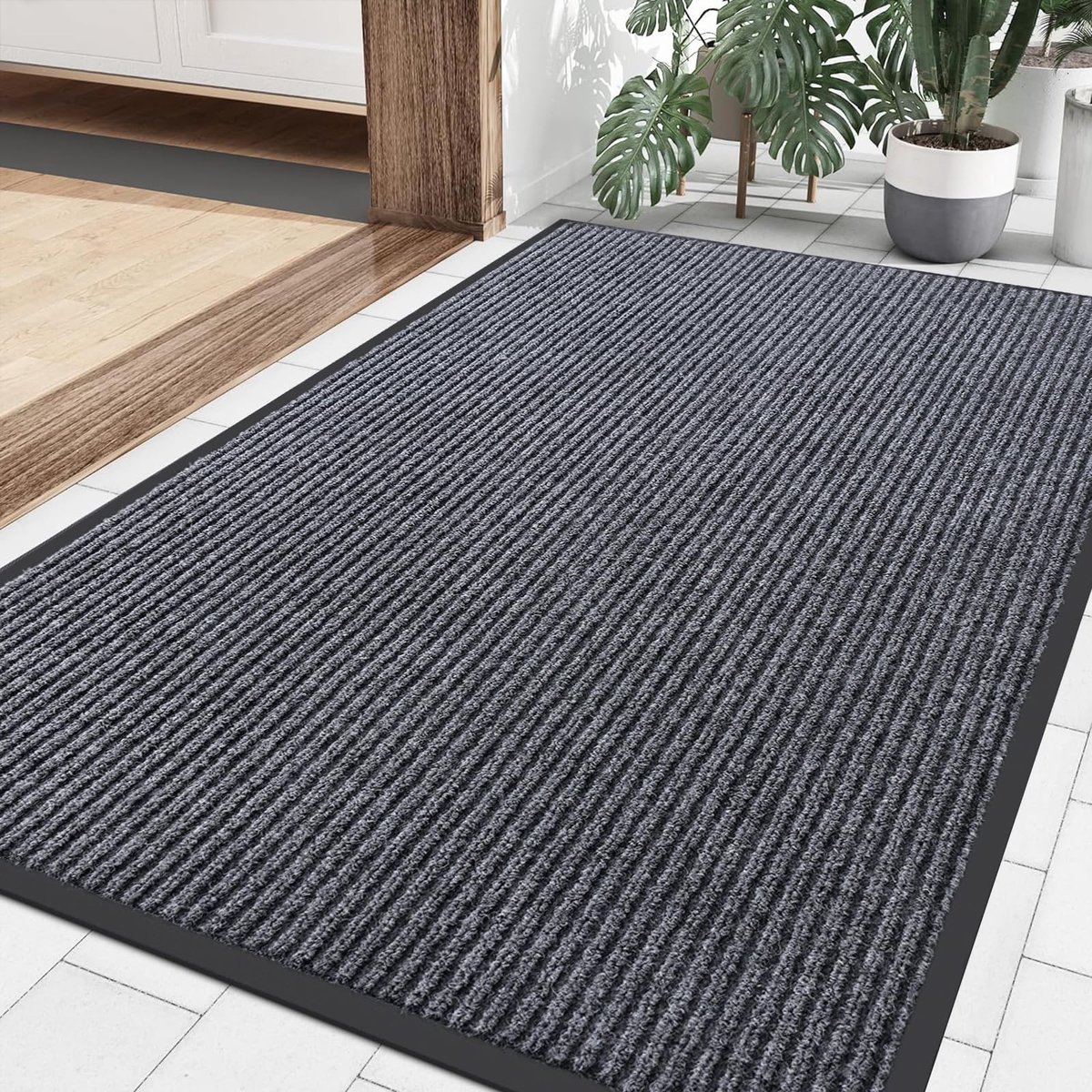 Olanly Deurmat - Blotevoetenmat - Antislip Droogmat - Gemakkelijk Schoon Te Maken Deurmat - 86x150 cm - Donkergrijs