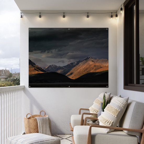 Dark sky over Aoraki National Park / Mount Cook on South Island Garden Poster 160x120 cm - Garden Canvas / Outdoor Peintures for Outdoor (décoration de jardin) XXL / Groot format!