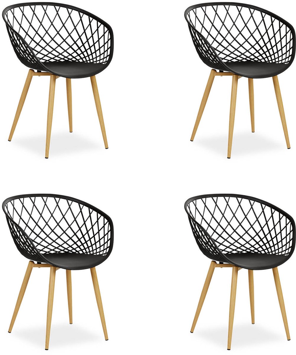 Homestyle4u Tuinstoelen - Set van 4 - Kunststof - Zwart