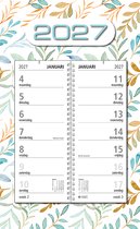 MGPcards - Omlegweekkalender 2027 - Week begint op maandag - 21 x 34 cm - Wit - Bladeren