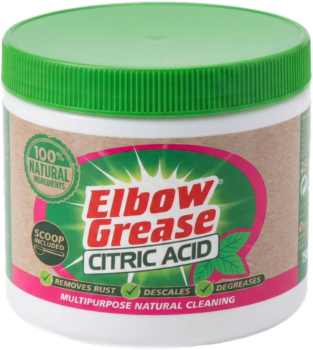 Elbow Grease Citroenzuur - Schoonmaakmiddel - Natuurlijke reiniger, 250 g
