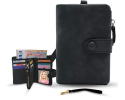 Luxamore® Dames Portemonnee Zwart – Ritsportemonnee RFID Beschermd – Compact Dames Portemonnee Kunstleer – 15 Pasjesvakken – Creditcardhouder – Cadeau voor Vrouwen