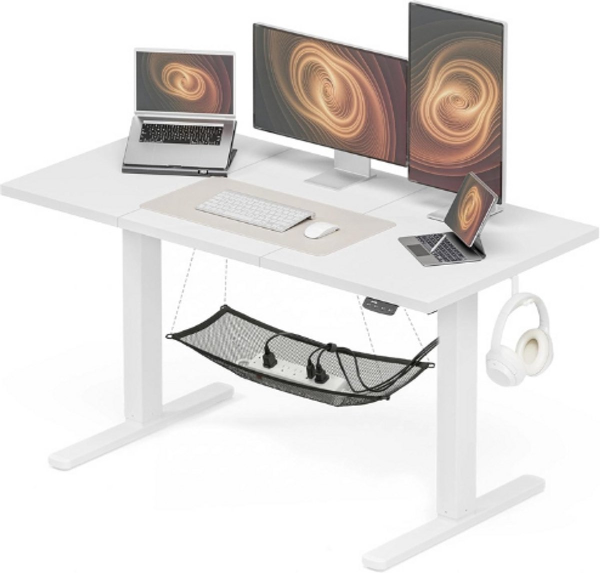 Acrolix Elektrisch Sta-Zit Bureau 120x60 Cm - In Hoogte Verstelbaar Met Geheugenfunctie - Met Kabelmanagement En Haken - Ergonomisch Werkbureau Voor Thuis En Kantoor - Wit