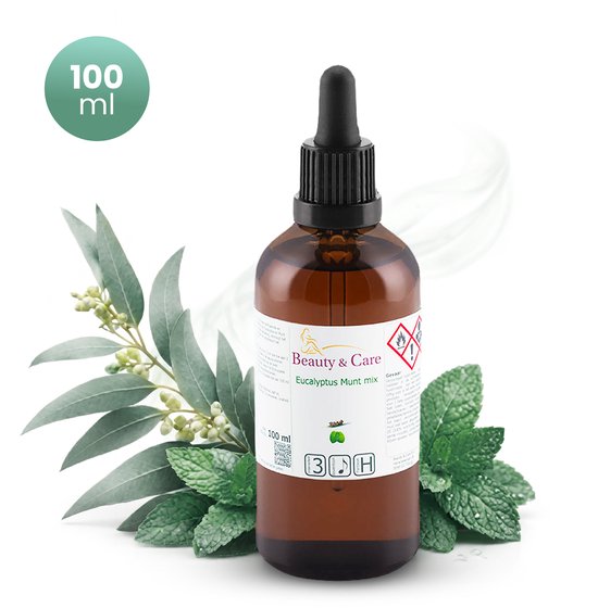 Beauty&Care® Etherische Olie - Eucalyptus & Munt Mix met Kamfer Geur - Aroma Olie voor Massage, Diffuser, Aromabrander en Sauna Opgietmiddel - Natuurlijk gewonnen - 100 ml - Verzorging & Accessoires