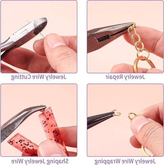 Set van 4 Pliers voor Beading en Sieradenreparatie - Naaldtangen, Kettingtangen en Draadknipper voor Creatieve Klussen — afbeelding 2