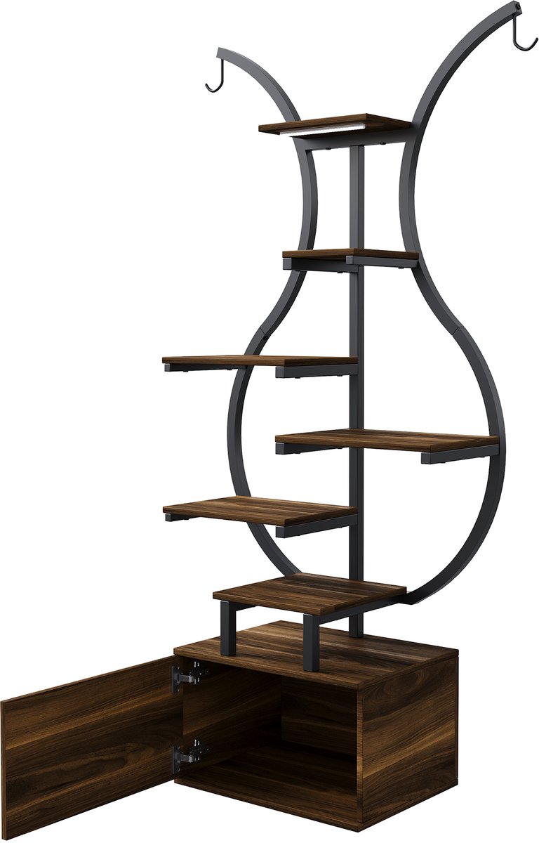 JAQZY Plantenstandaard - Plantenrek - Geïntegreerde Sfeerverlichting - 7-Laags - Hanggedeelte - Uniek design - 40 x 30 x 142 cm