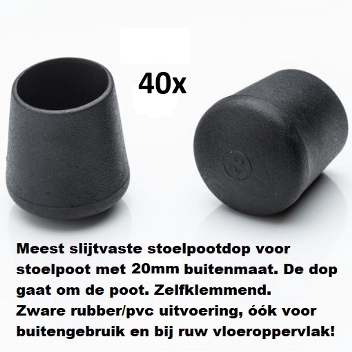 40 stuks AA-kwaliteit ronde stoelpootdoppen 20mm zware kwaliteit omdop slijtvast pootdoppen voor ronde buis