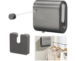 Sander Shop Waslijn voor balkon, intrekbaar, 4,2 m, waslijn voor buiten, intrekbaar, wanddroogrek, waslijn, wandmontage, voor badkamer, dekbedden, kleding (grijs)